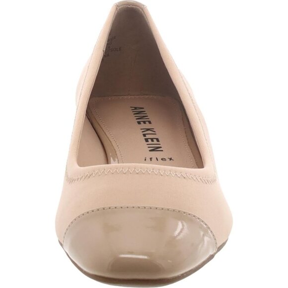 Anne Klein Womens Nude LeatherClosed Pointed ToePull-On Carlie Ballet Flat - Picture 3 of 3